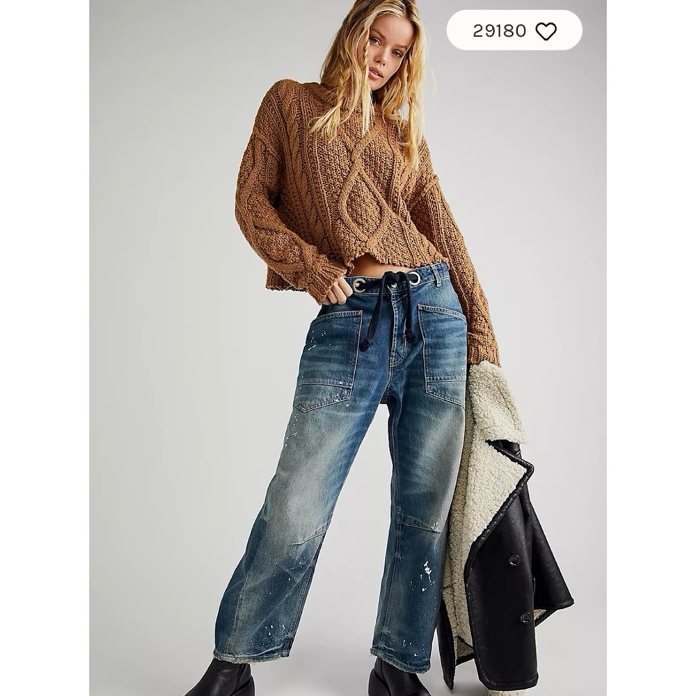 🔥FREE PEOPLE MOXIE PULL-ON BARREL JEANS🔥 Size 25